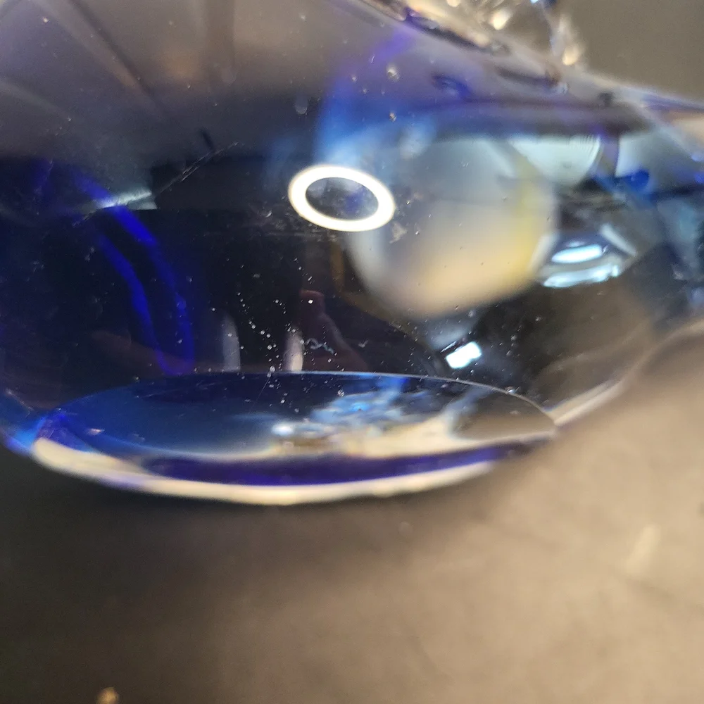 Hand Blown Glass Blue Bird with Gold Flakes - Picture 10 of 10